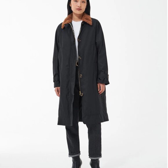 NWT Free People X Barbour Malala Wax Jacket Black/Ancient - Picture 6 of 15